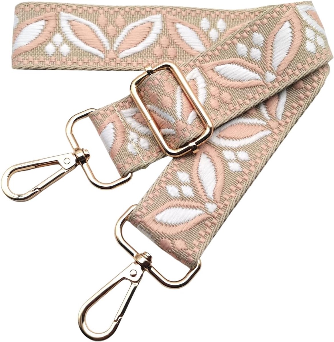 tasriem om te wisselen, brede schouderriem voor damestassen, 3,8 cm, tasriem met goudkleurige karabijnhaak, schouderriem voor dames, moderne crossbody, handtas, beige-lichtroze, 619