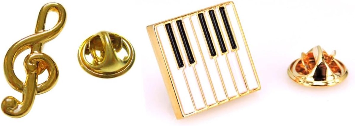 Pack Piano Keyboard Pin Notensleutel Broche Keyboard Broche Muziek Speld Goud, Gelegeerd staal
