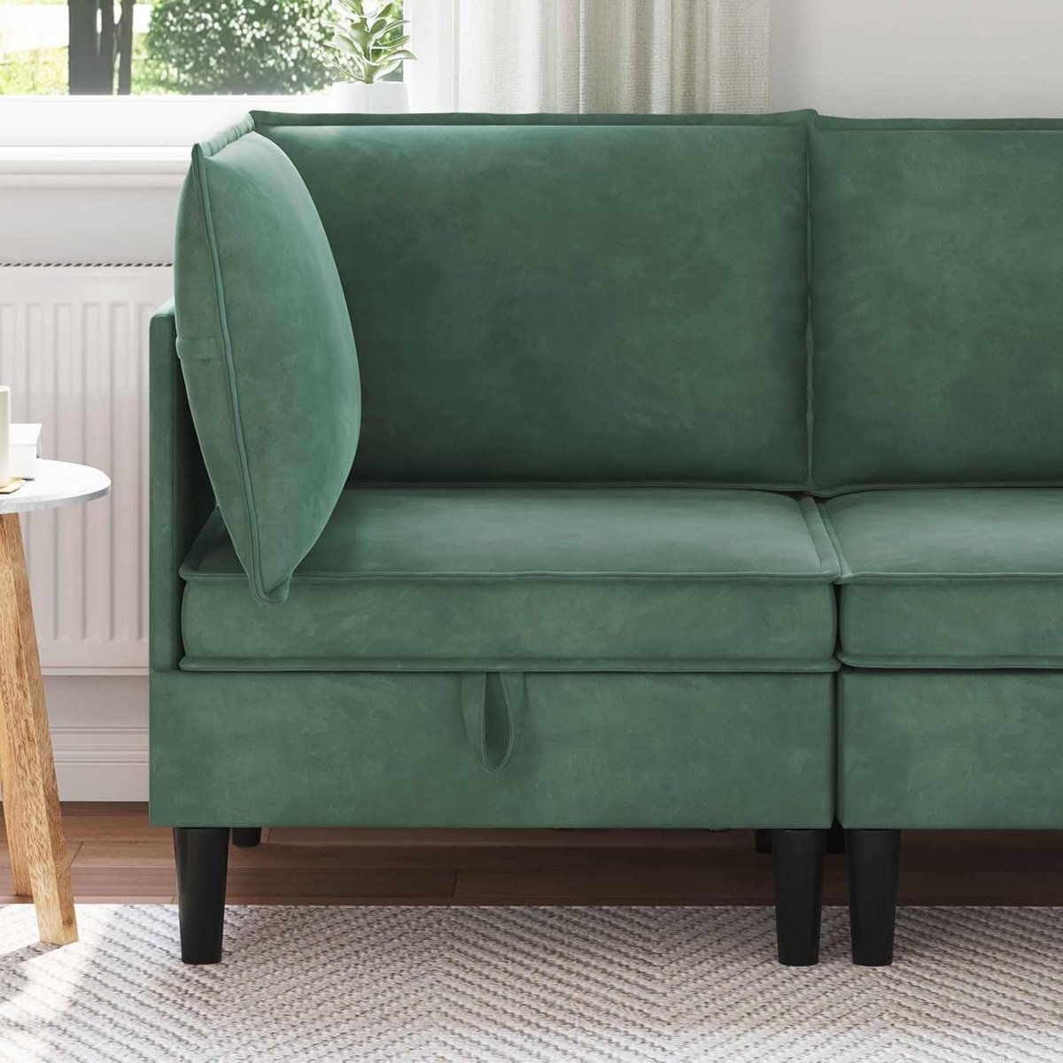 Sofa met opbergruimte zeegroen fluweel