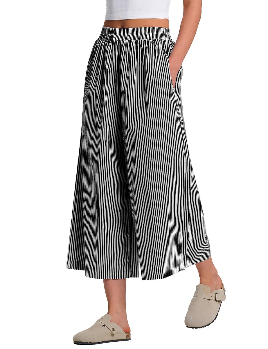 Capri Broek Voor Vrouwen Zomer 2026 Katoen Elastische Taille Geruite Broek Dames Casual Broek Lichtgewicht Bottoms