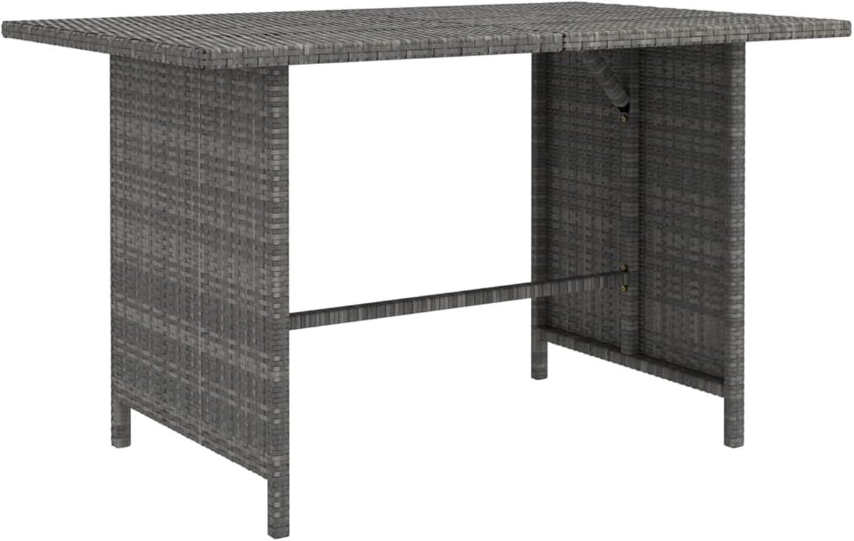 Eettafel voor de tuin, grijs, 110 x 70 x 65 cm van polyrotan, salontafel, rechthoekige tuintafel, tuintafel, tafel, balkontafel, J313497