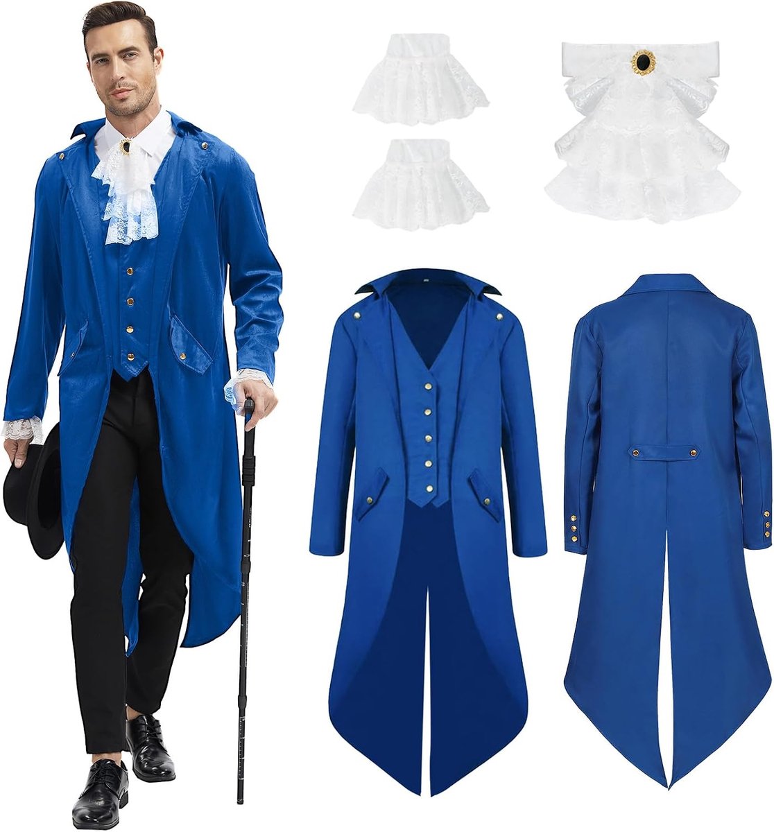 Herenjas, gothic frack herenjas, middeleeuwse Victoriaanse vintage jas, uniform, lange smoking, Halloween, party, carnaval, cosplay kleding