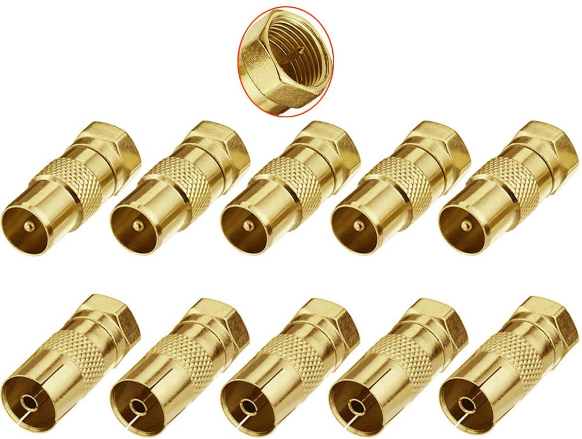 Coaxiale adapters 10 stuks - F type mannelijke en vrouwelijke connectoren - Geschikt voor TV-antenne en satellietgebruik