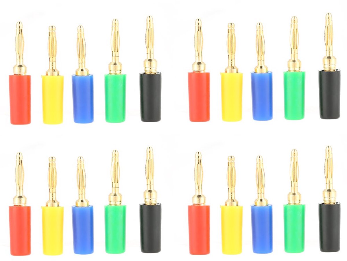 Speaker Banana Plug 20 stuks - 2mm gemengde kleuren - Testprobes connector - Voor versterker en elektrische testen