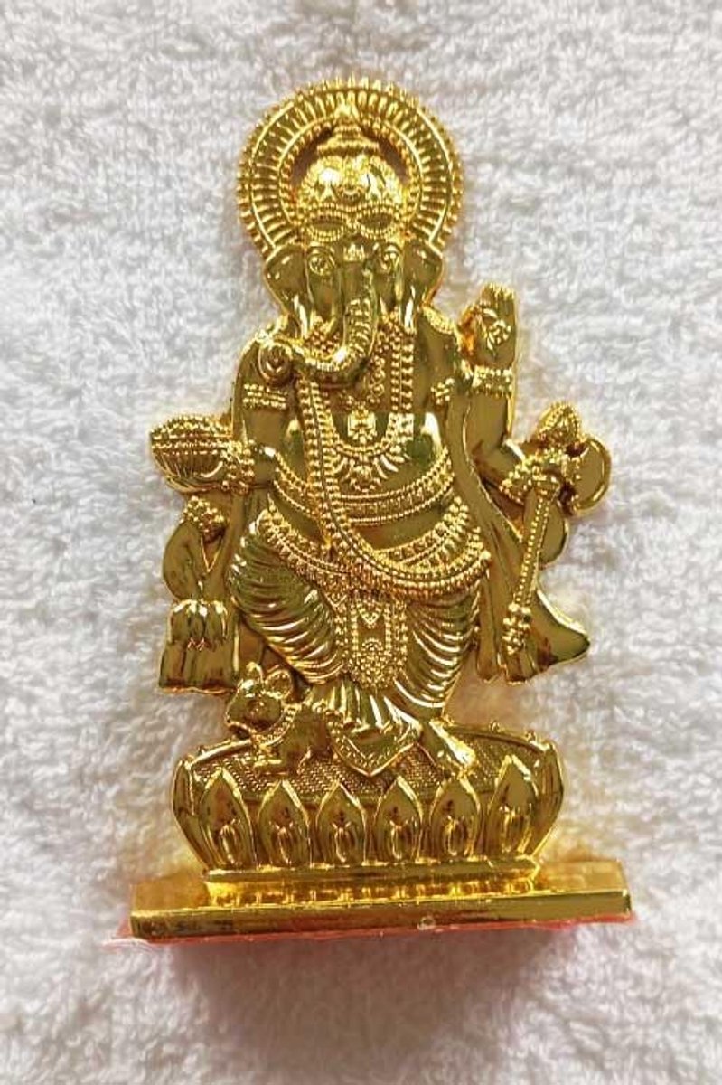 Ganesh idool voor autodashboard, woondecoratie | Ganpati idool voor auto's, thuis, bureau (goud)