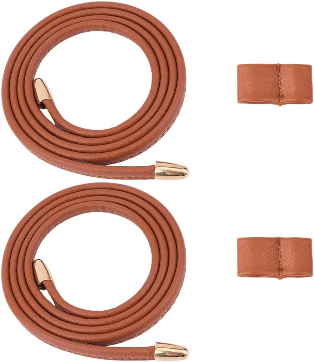 2 Stks Platte Lederen Trekkoord Afneembare Pull Bandjes Verstelbare Vintage Imitatie Leder String Met Gouden Legering Bevindingen Vervanging Koord Voor Mannen Vrouwen Emmer Tas Rugzak