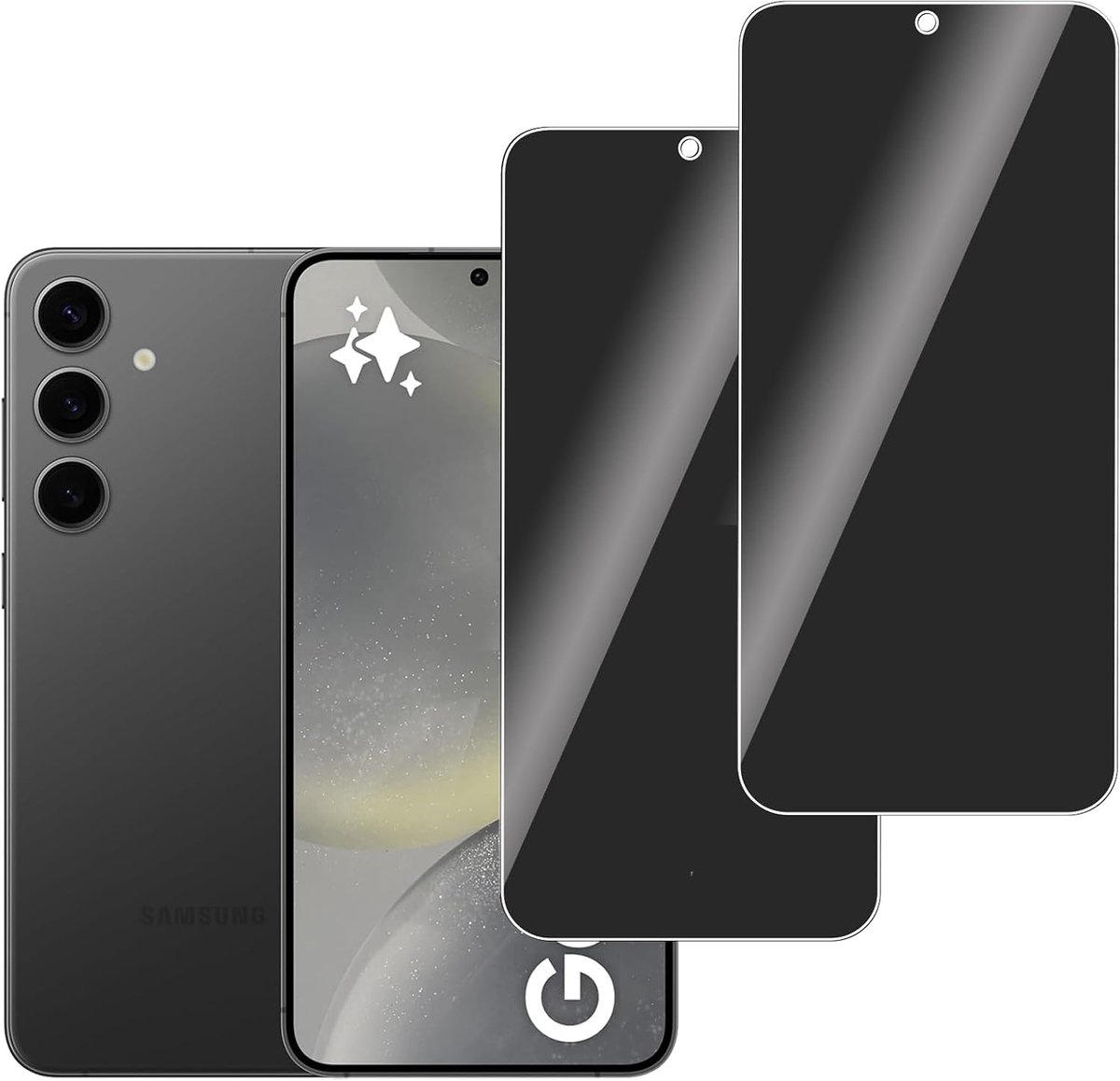 2 stuks Privacy Glass Screen Protector Compatibel met Samsung Galaxy S24 Plus / S24+ 5G, Bubble-, Krasbestendig, 9H Anti-Spy Gehard Glazen Screen Protector voor Samsung Galaxy S24 5G