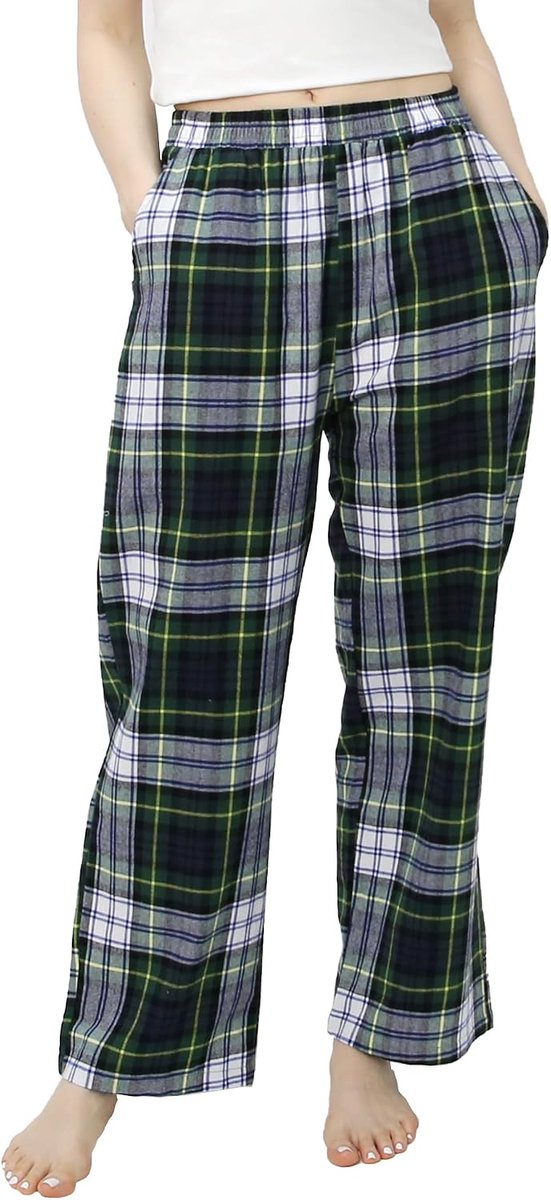 Geruite pyjamabroek voor dames, comfortabele huisbroek van katoen met zakken