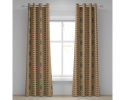 ABAKUHAUS Tribaal Gordijn met ringen, Secret Tribe Patroon in Bohemien Stijl, Decoratieve 2-delige gordijnset voor slaapkamer en woonkamer,