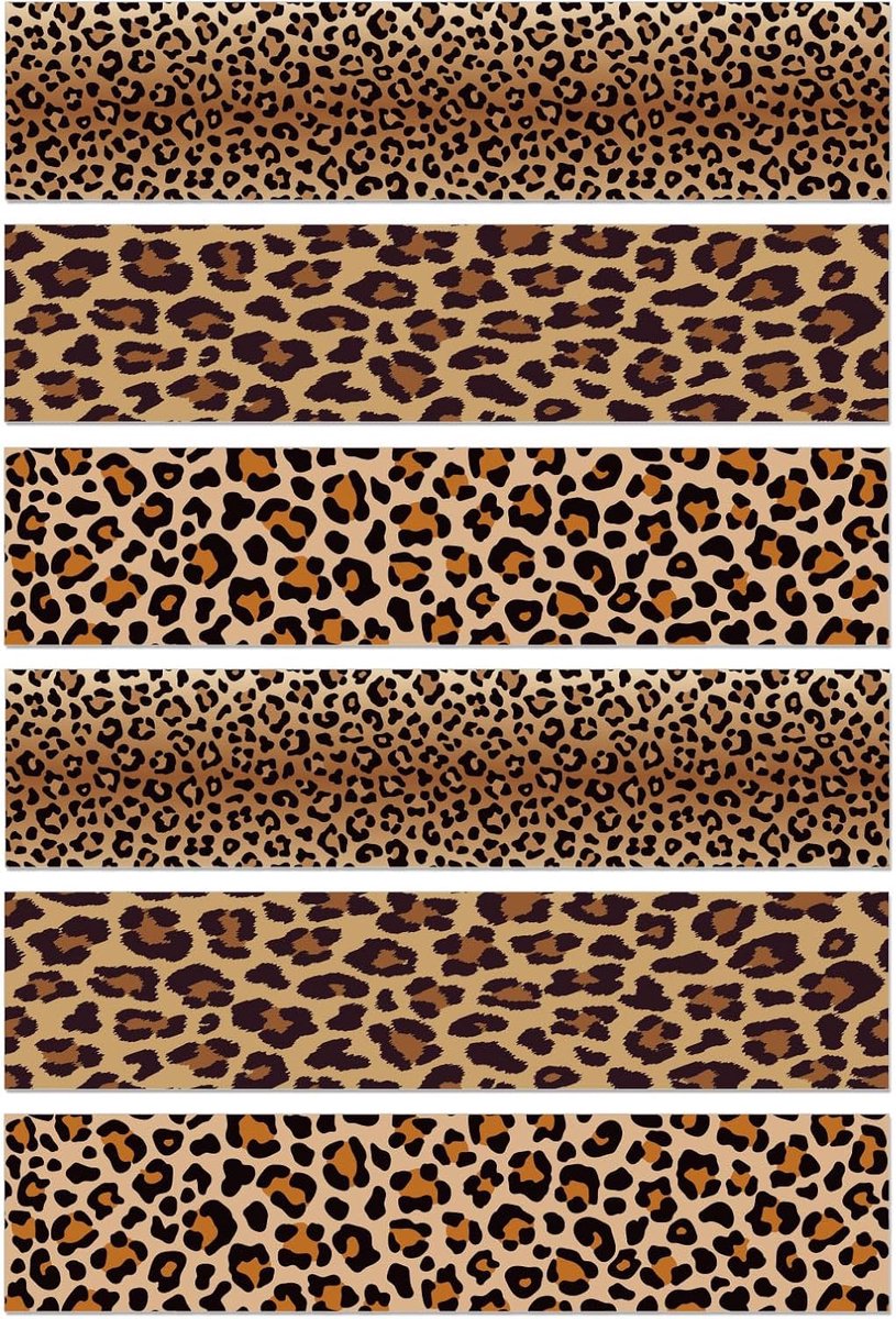 Eetbare Taartstrips met Cheetahprint, 28x6,2cm Voorgesneden Kleefrijstpapier Taartrand met Luipaardprint voor Verjaardagsdecoraties