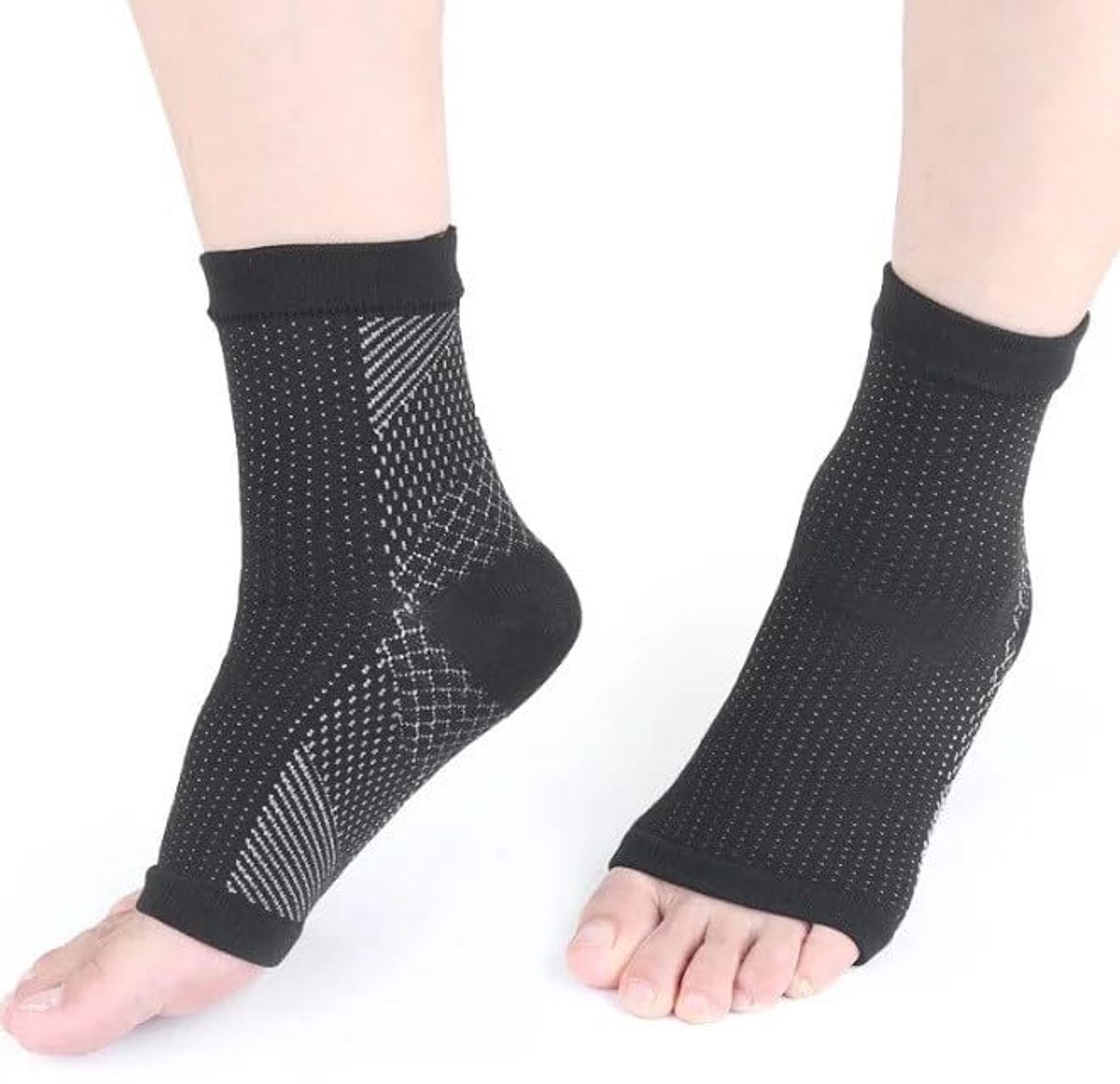 Sokken - Compressie Sokken - maat 36-40 - VoetVitaal - Neuro Socks - Slaapsokken - Bedsokken - Steunsokken - Massagesokken - Zonder Tenen (zwart, 36t/m40)