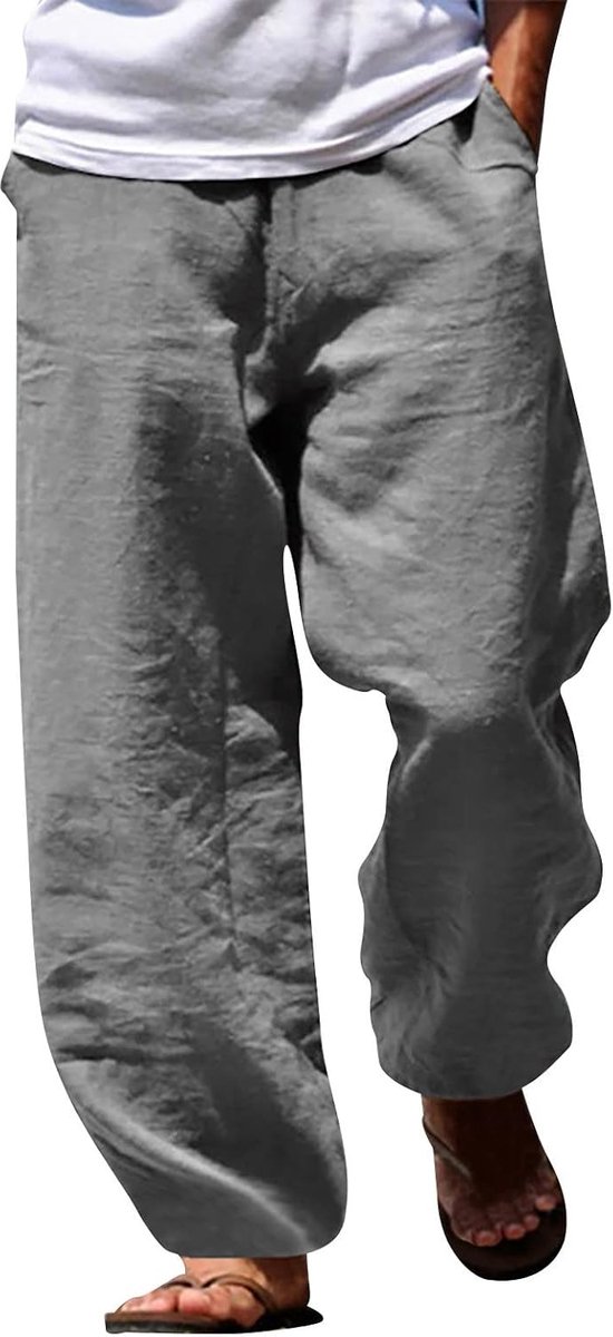 Broek heren zomerbroek vrijetijdsbroek stoffen broek losse pasvorm elastiek comfortabele katoenen broek casual A6