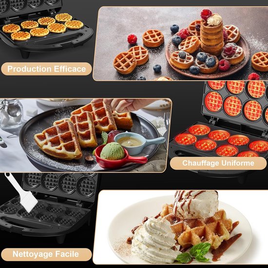 YASHE mini-wafelijzer - 750 W - 8 miniwafels - zwart van YASHE® — afbeelding 3
