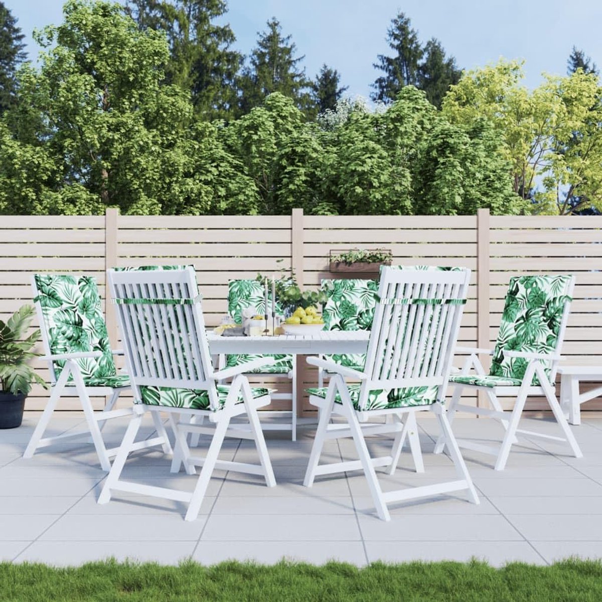 Zitkussens met hoge rugleuning 6 stuks. Bladpatroon stof polyester buitenkussen met antislip ontwerp en zachte bekleding voor tuinmeubelen zitcomfort