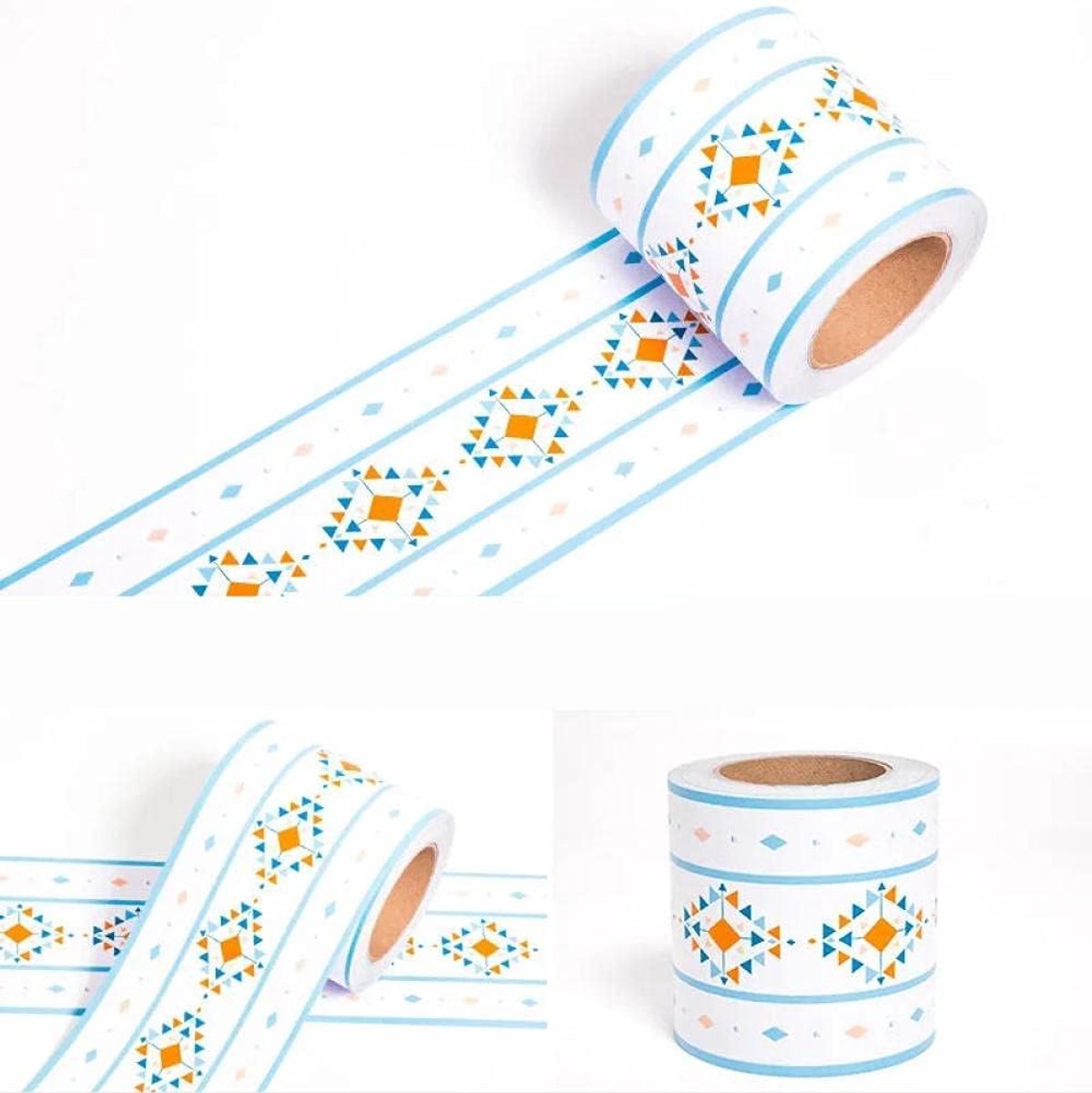 Borders Peel en Stick Behang Border Window Trim Molding Spiegel Frame Kit Wandpaneel Bulletin Board Borders Blauw Geometrie 12 X 1000 cm