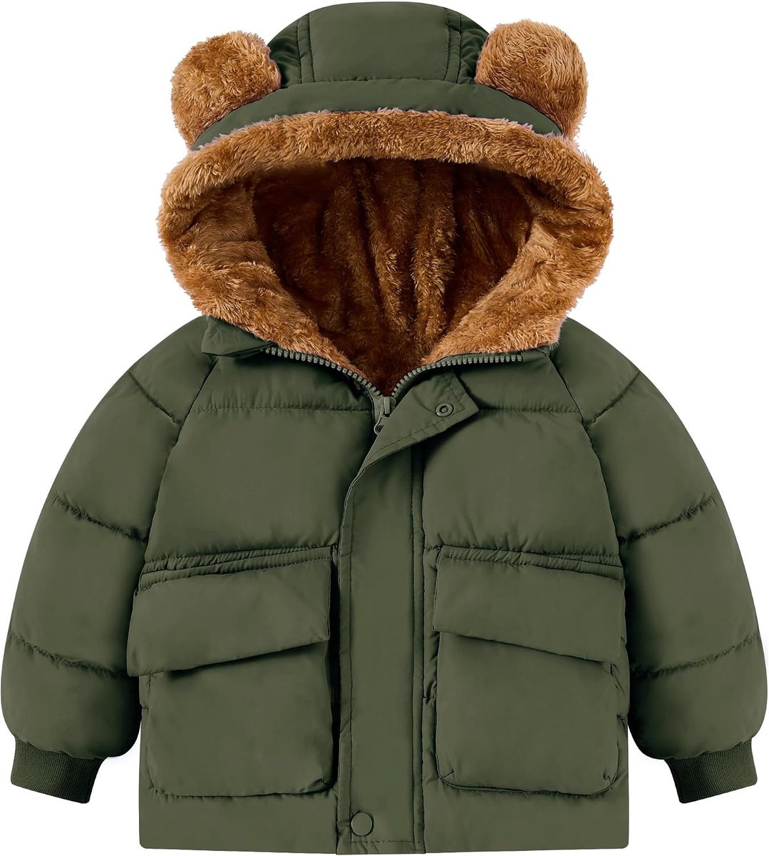Babywinterjas fleecejack meisjes jongens jas capuchon met zakken pluche voering winterkleding 6 maanden - 5 jaar