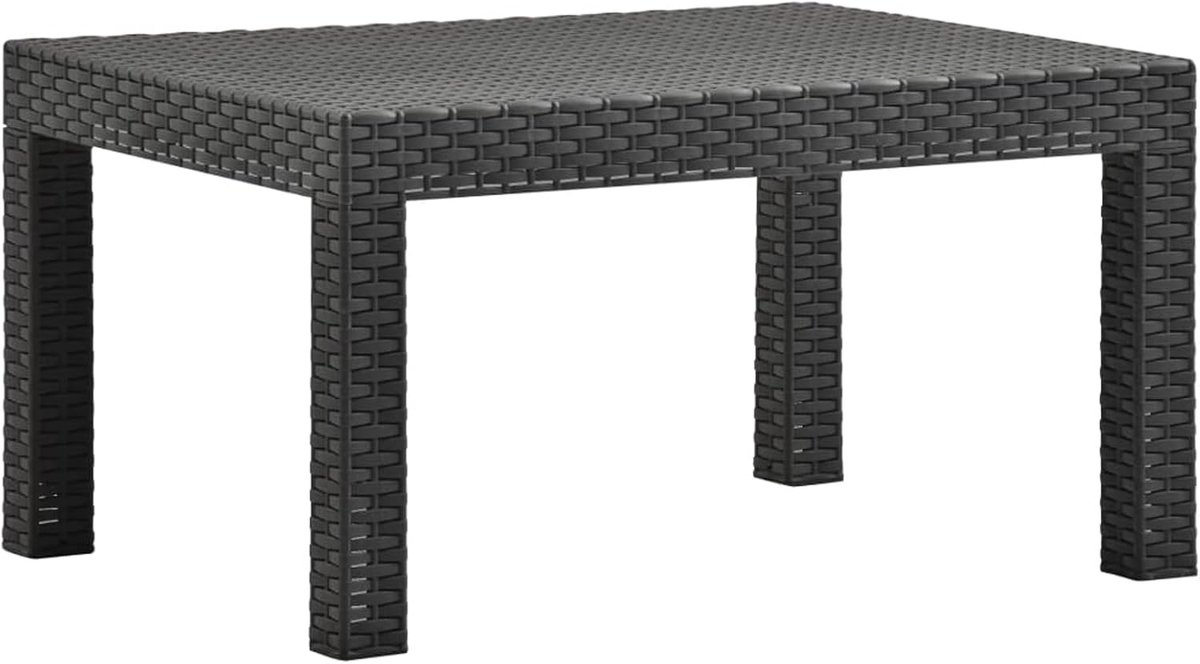 Tuintafel, salontafel, eettafel, bijzettafel, 58 x 58 x 41 cm, bijzettafel, balkontafel, terrastafel, theetafel, tuinmeubelen, campingtafel, polypropyleen met rotan-afwerking, antraciet