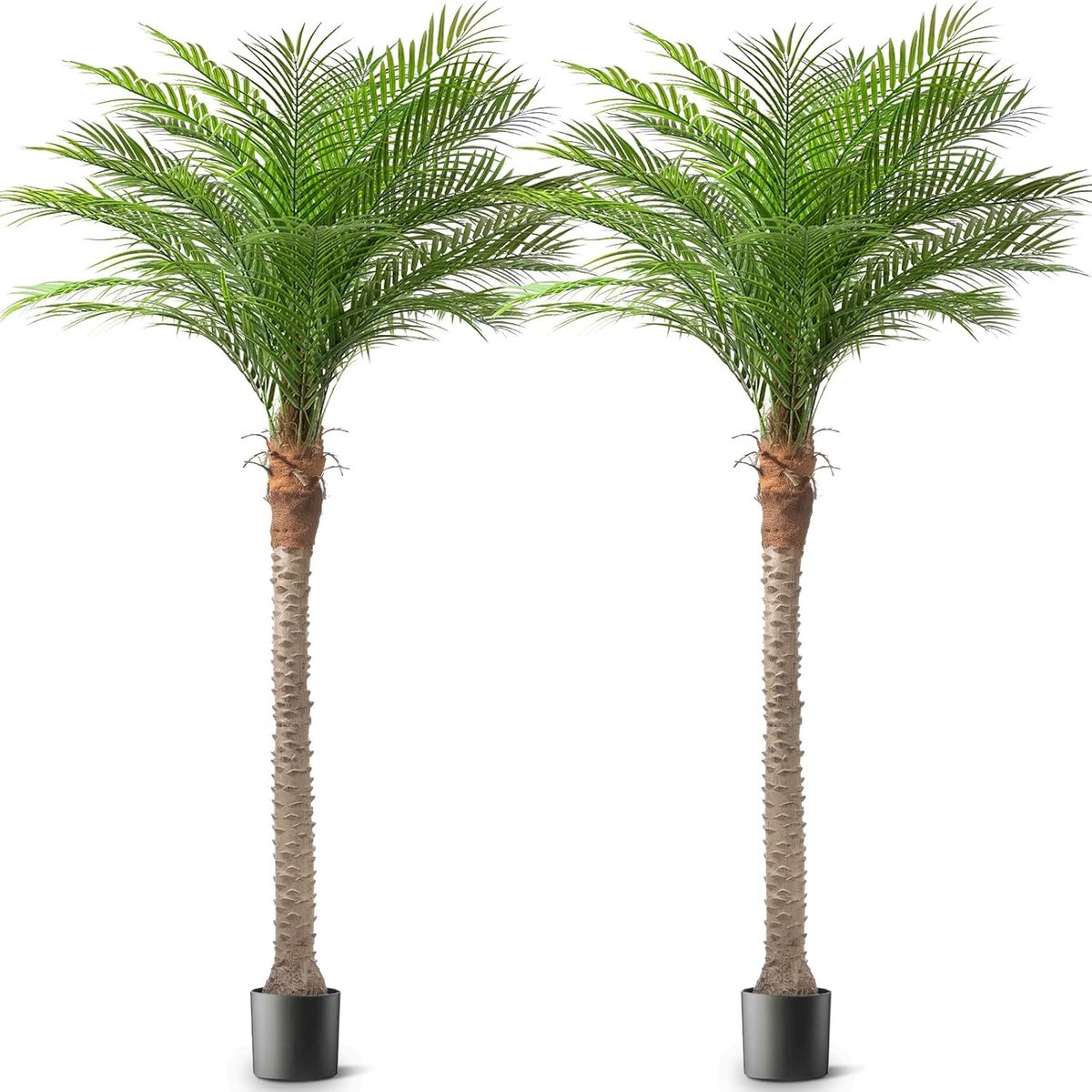 270 cm kunstmatige Phoenix-palmboom Hoge kunstmatige palmbomen met 21 bladeren, kunstmatige Phoenix-palmplanten voor buiten, terras, zwembad, thuiskantoor, woonkamer, tuin (2 stuks, 270 cm)