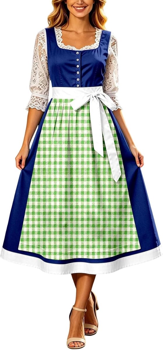 Elegante Beierse korsetjurk met veters en strik voor het podiumoptreden op het Oktoberfest