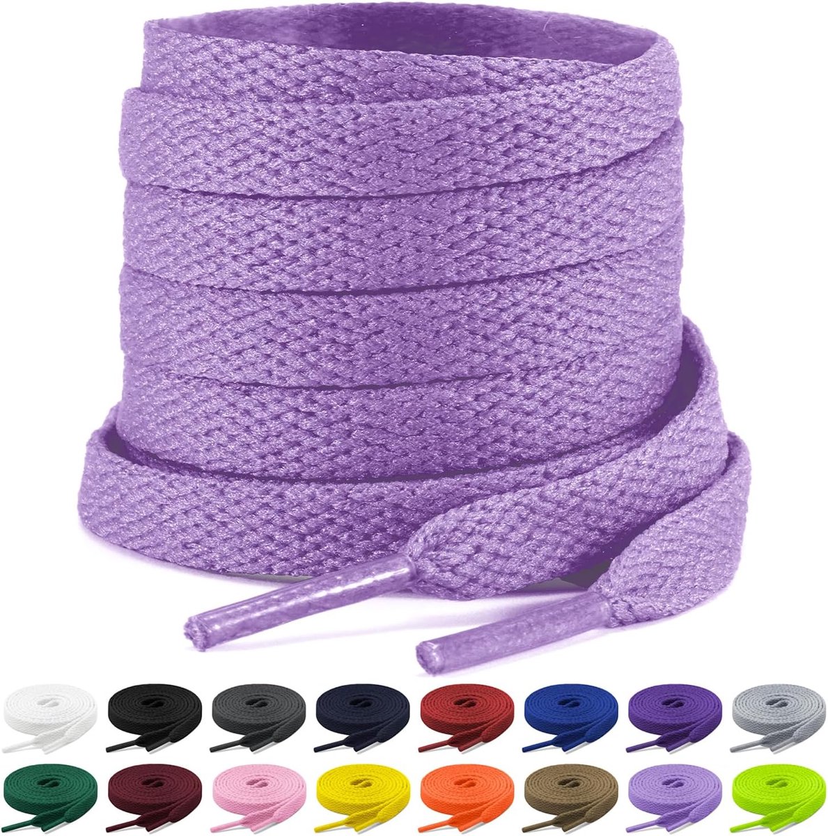 2 paar platte veters, 8 mm brede veters, platte veters, vervangende schoenveters voor sportschoenen, hardlopen, volwassenen, kinderen, polyester