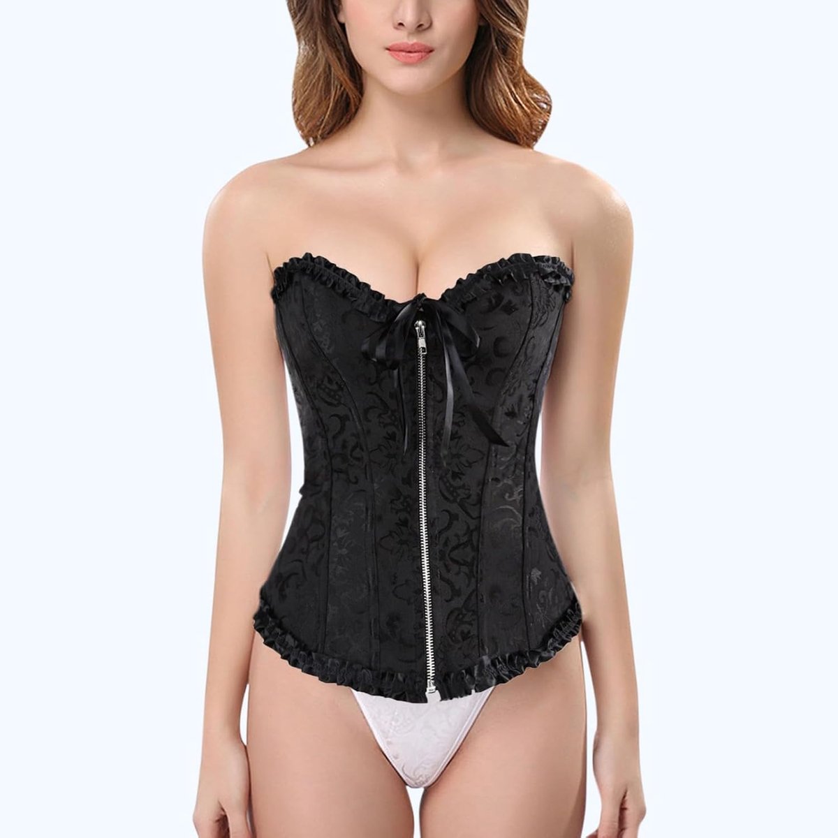 Korset voor dames, met veters, satijn, met baleinen, korset, bustier, grote maat, bruidslingerie, bodyshaper, gothic, onder de borst, top, body, sexy halloweenkostuum