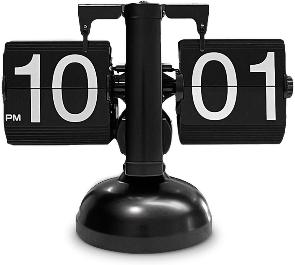 Digitale Mechanische Retro Opklapbare Klok Met Interne Versnelling Bediend, Retro Digitale Opklapbare Klok Dempen Nauwkeurige Mechanische Bureauklok Klok Voor Nachtkastje(zwart)