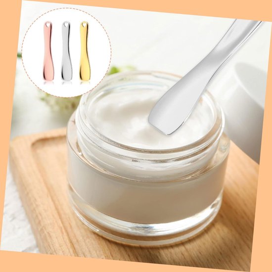 Cosmetische lepel, 3 stuks mini metalen make-up spatel mini metalen cosmetische spatel kleine schep voor gezichtscrème/lotion/vochtinbrengende crème herbruikbare huidspatels voor — afbeelding 4