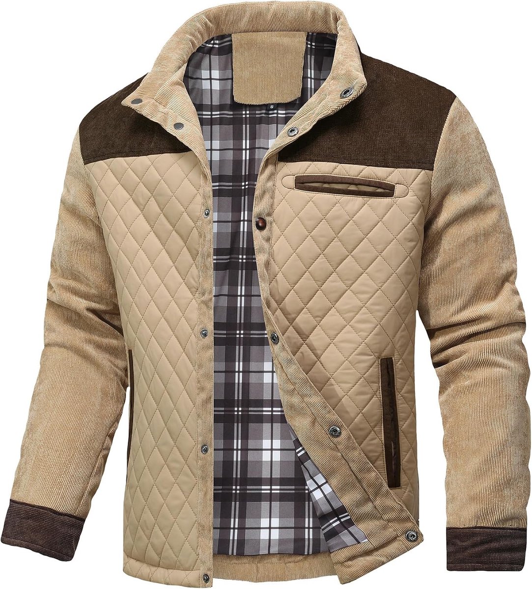 Mens Diamond Gewatteerde Puffer Down Jacket Casual Lichtgewicht Windjack Cargo Uitloper