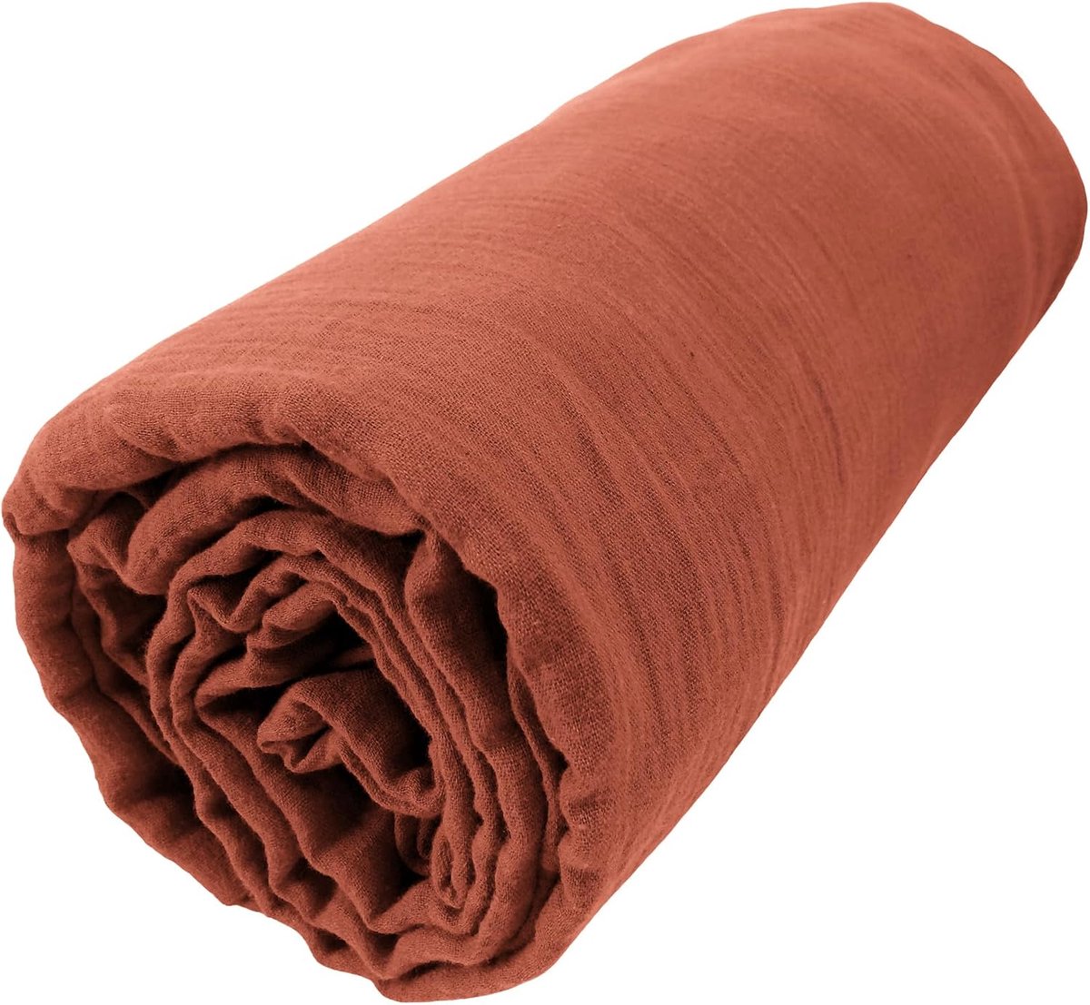 Hoeslaken met vlindereffect, bedlaken van 100% katoen-gaas (74 draden/cm²), Gaia-collectie [beddenlaken] (terracotta-oranje, 140 x 190 cm)