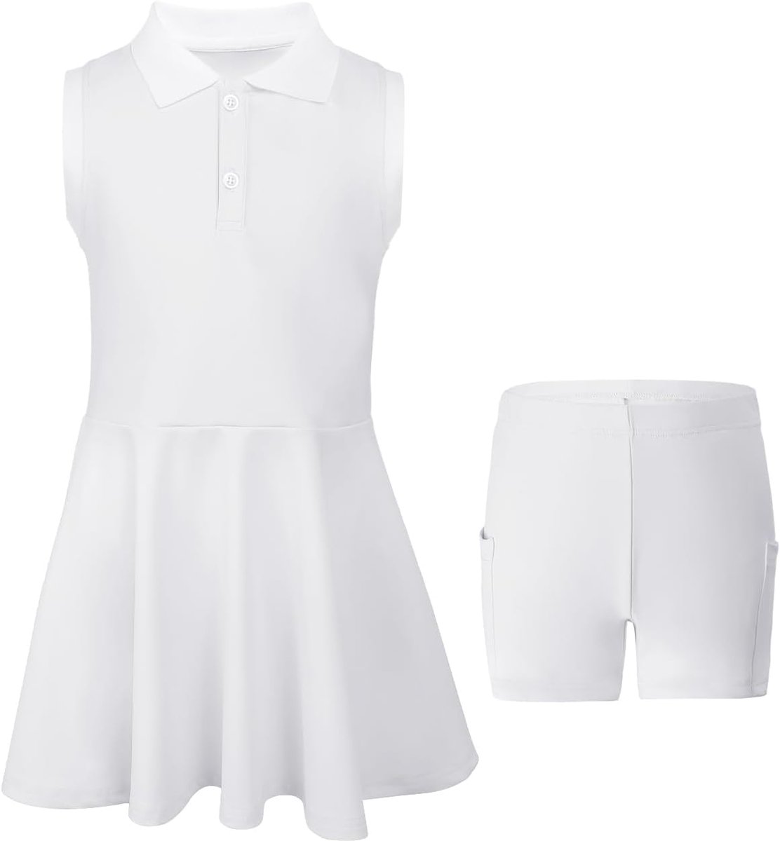 Tennisjurk voor meisjes, met aparte shorts, zakken, mouwloos, golf, atletische jurk, polojurk, tennisoutfit, 5-15 jaar