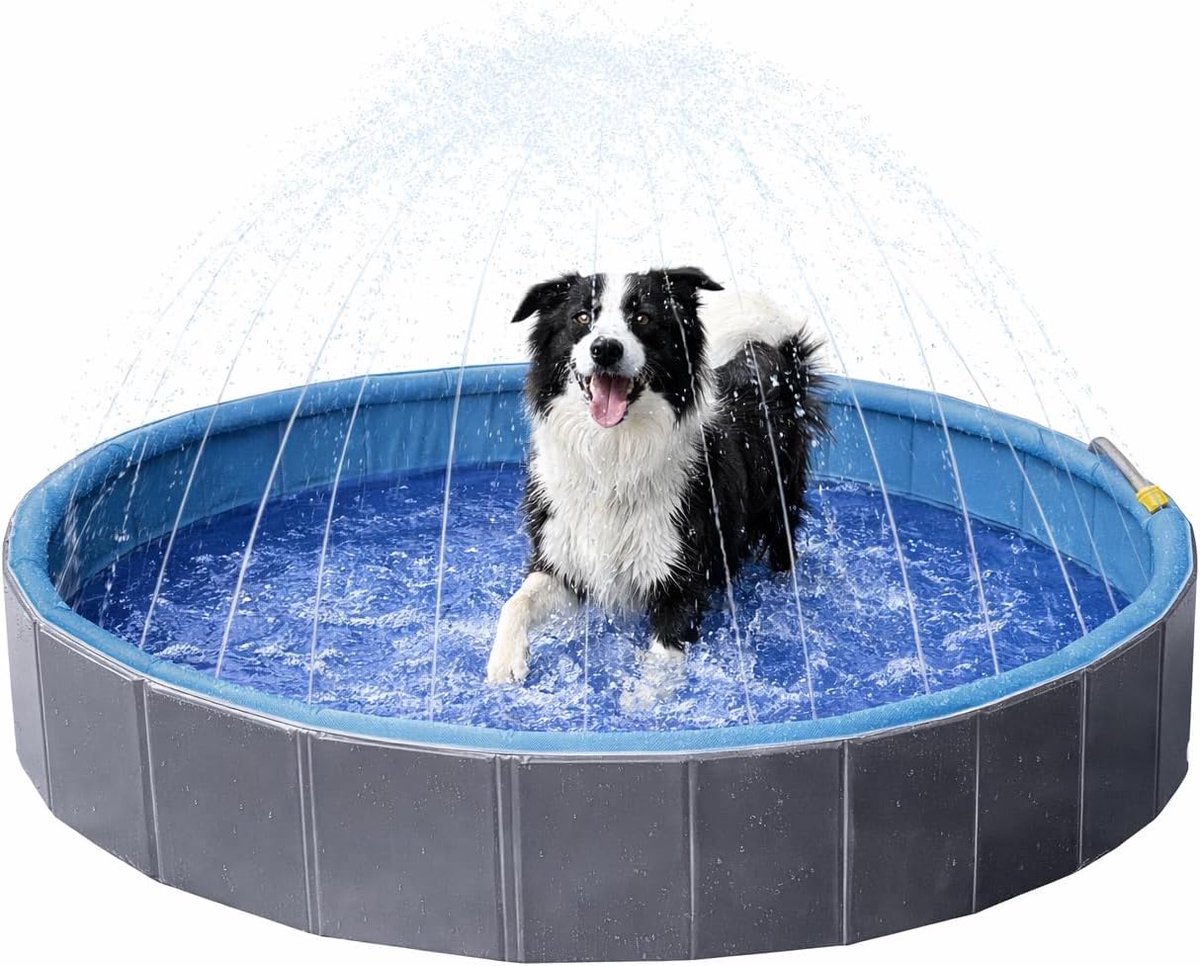 Zwembad voor dieren XL – hond – met waterstraal!! – Premium kwaliteit – 120 cm – antislip – met afsluitbare sluiting – duurzaam – kan ook zonder waterstraal worden gebruikt