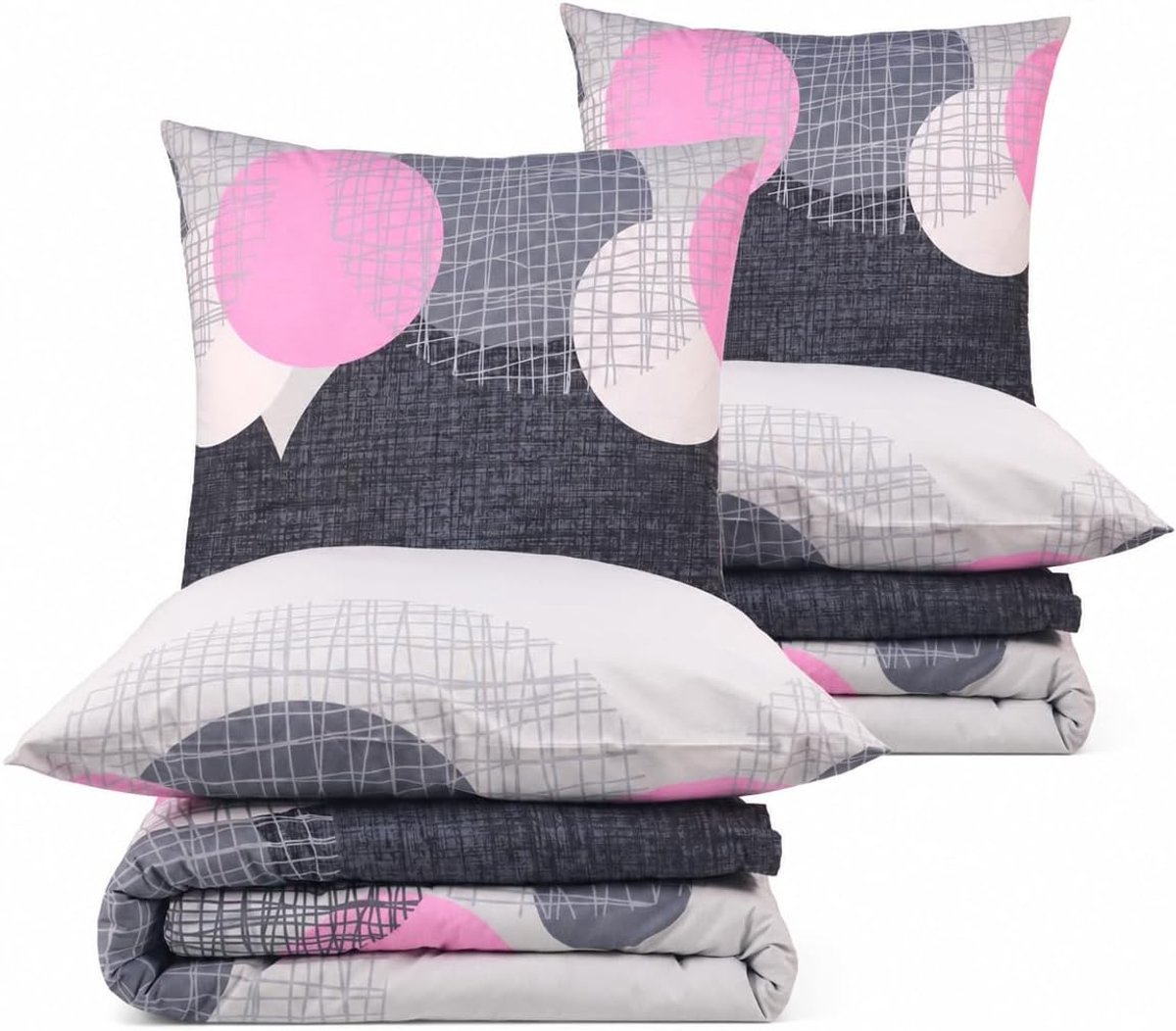 2 x 140 x 200 cm, 100% katoen renforcé, 4-delige set met 2 kussenslopen van 70 x 90 cm, Oeko-Tex Standard 100, ademend, ritssluiting, onderhoudsvriendelijk, 4 seizoenen