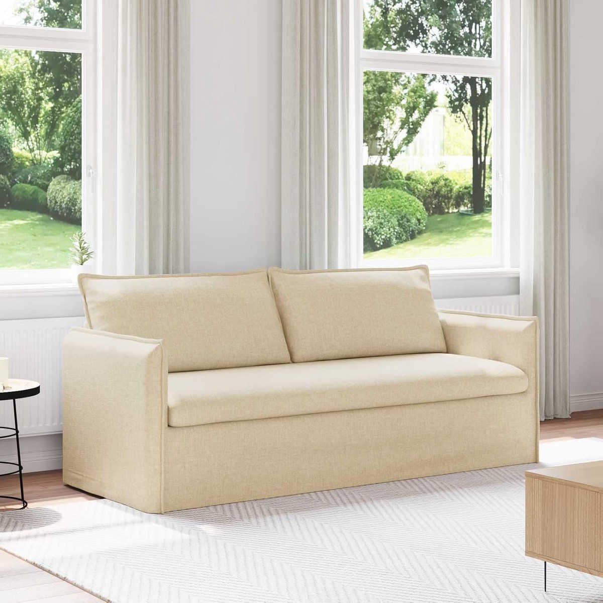 Bank met metalen frame en zwart sofa-design in zwarte uitvoering voor een moderne inrichting