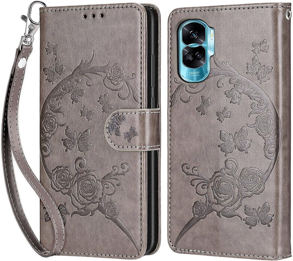 Telefoonhoesje voor Honor 90 Lite, grijze vlinder