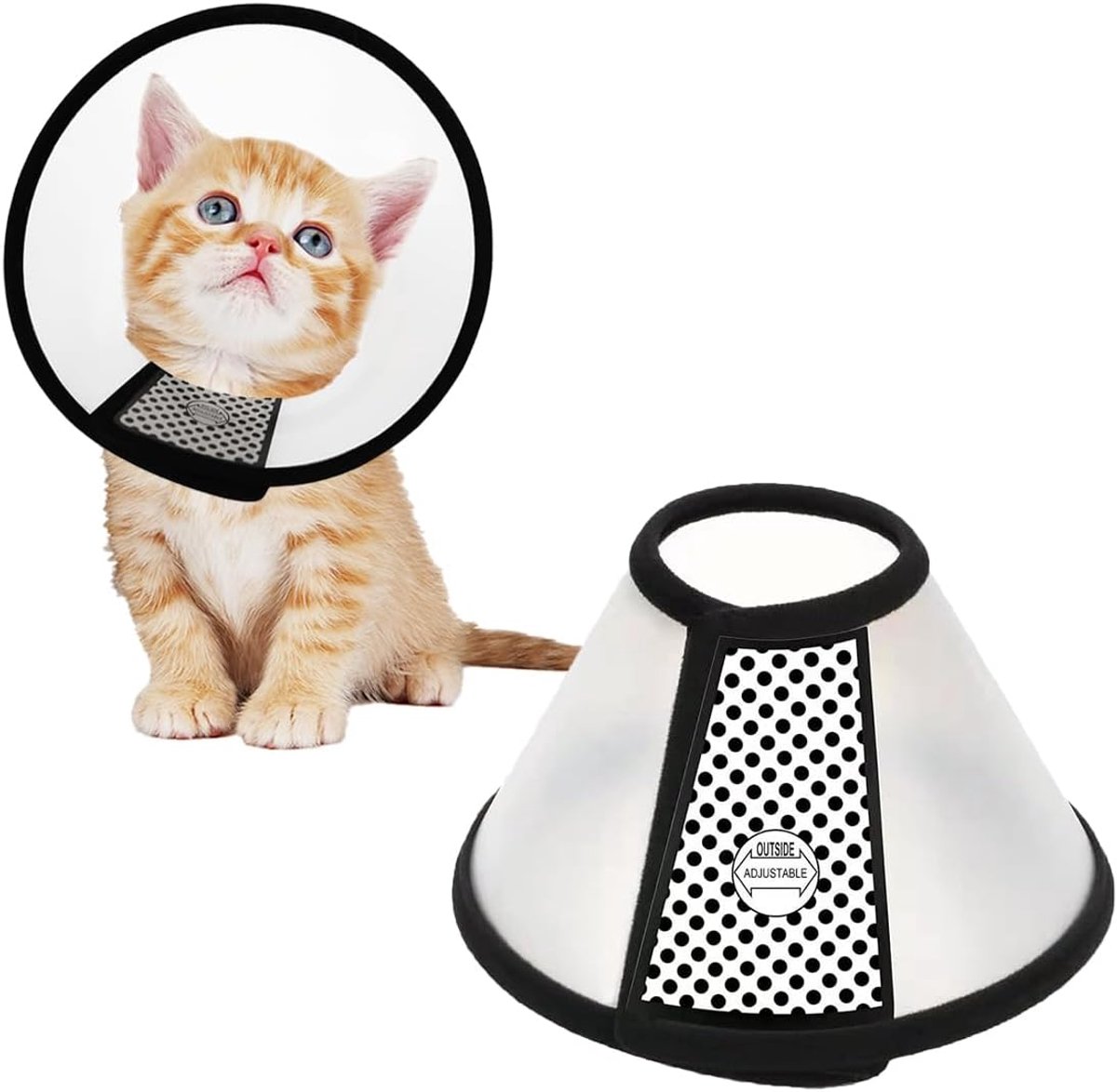 Dailygoods- Elisabethaanse Halsband Verstelbaar - Kegel voor Huisdieren - Bescherming tegen Bijten/Likken - Voor Kittens 2-3 Maanden - Halsomtrek 16-1