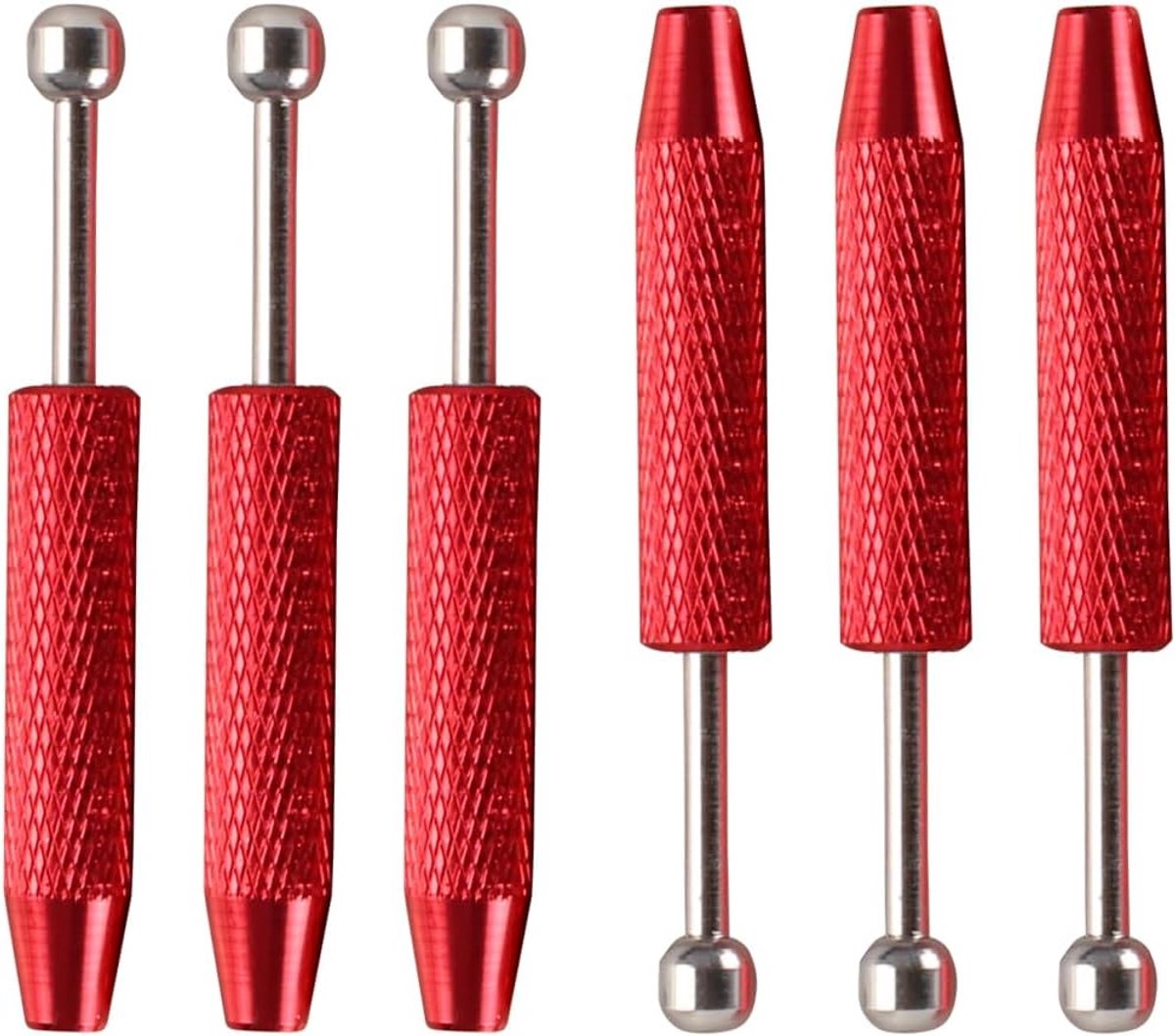 Dailygoods - Piercingbal-grijpertool - Mini-grijperpen - Roestvrij staal - Rood - Pincet voor kleine onderdelen - Geschikt voor sieraden - 6 stuks