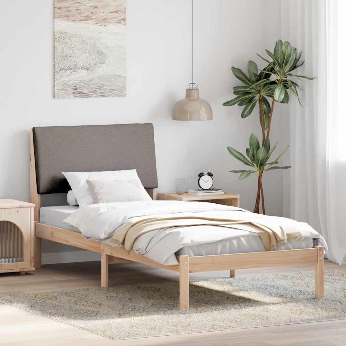 Grenenhout hoofdbord moderne stijl 100x200 cm bruin taupe