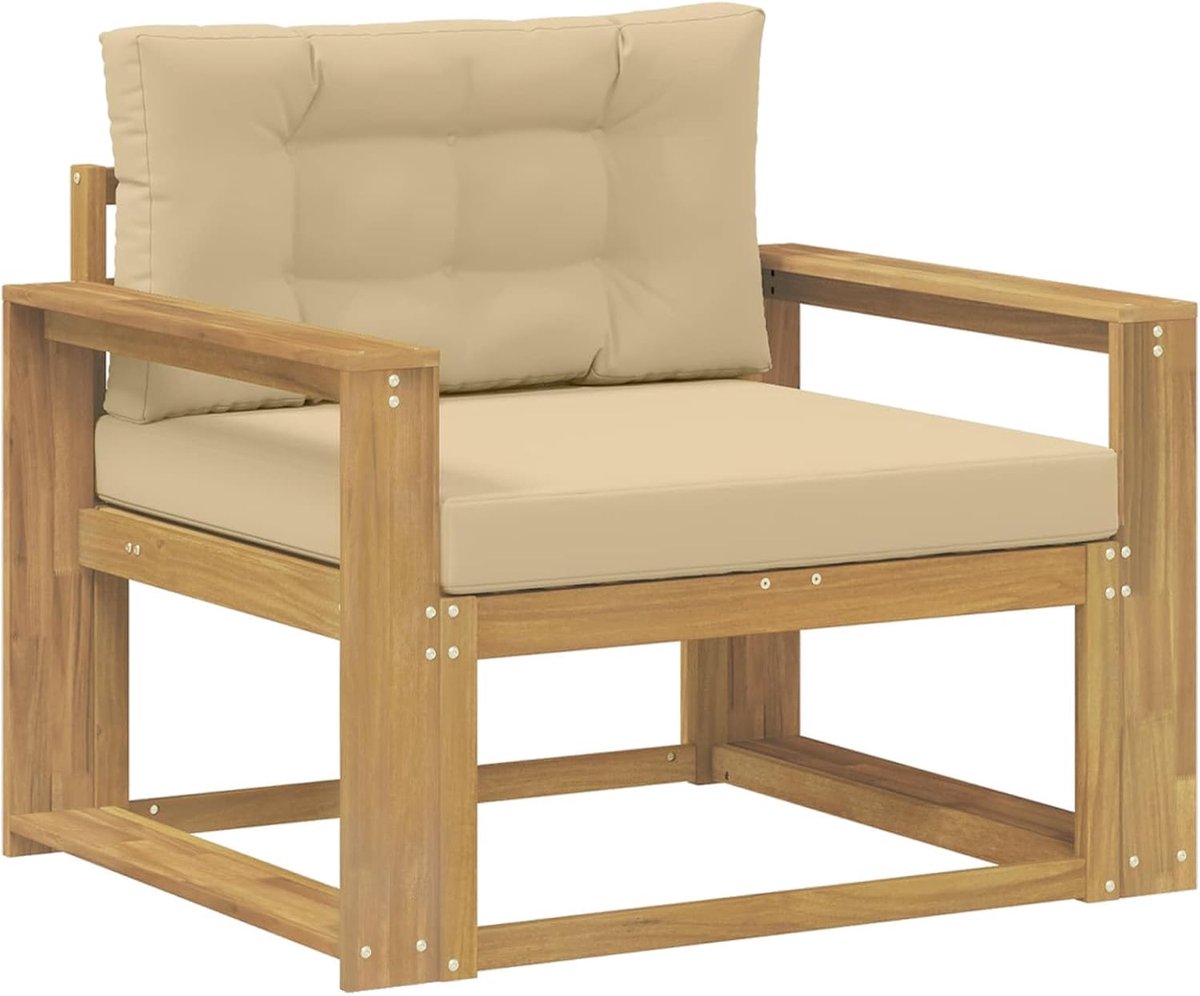 Middenbank polyester wit massief hout acacia voor balkon terras