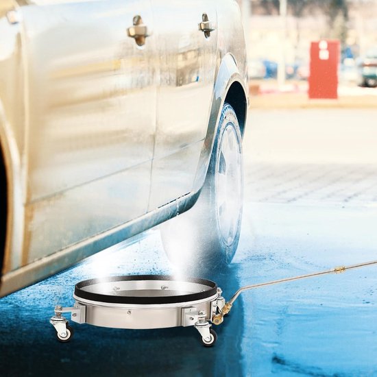 Oppervlaktereiniger voor auto en terras, 4000 psi/4 GPM, slijtvaste roestvrijstalen koperen constructie, met telescoopstang (86 cm) en 4 wielen — afbeelding 3