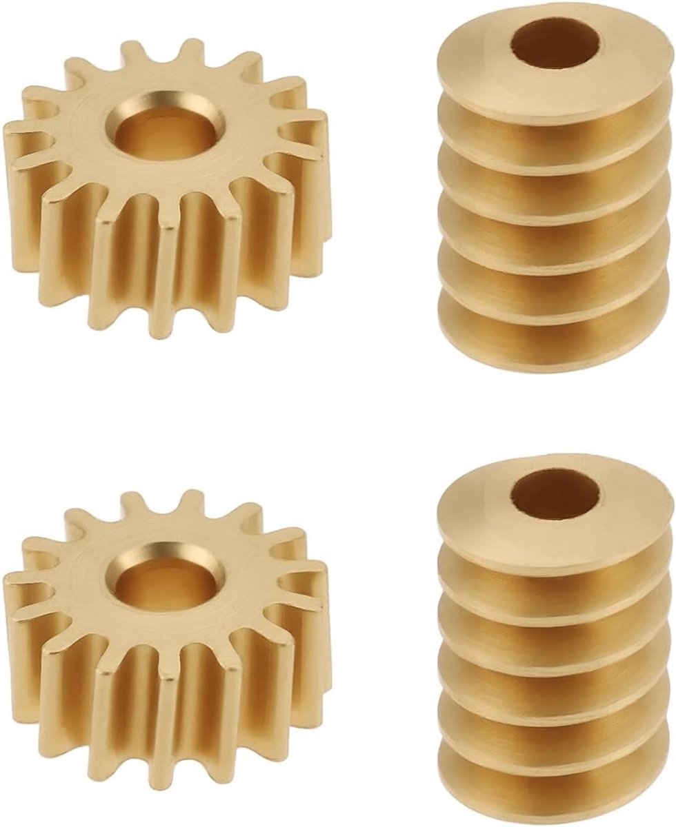 Dailygoods- Worm Gear 15T - 2 Stuks - Messing - 0,2M Module - 3,4 mm Buitendiameter - Geschikt voor Modelmotoren - Wormwiel