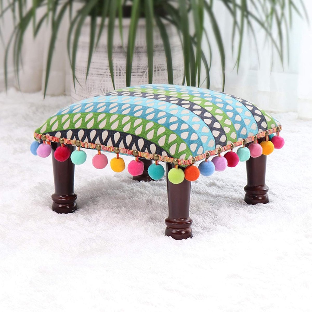 Ottomaanse Ottomanen, Bank Vierkante Voetbank, Stof Lage Kruk Ottomanen Bank Met 4 Houten Benen Amerikaanse Poef Voor Woonkamer Home Decor-Kurkuma 38x38x24cm (15x15x9inch)