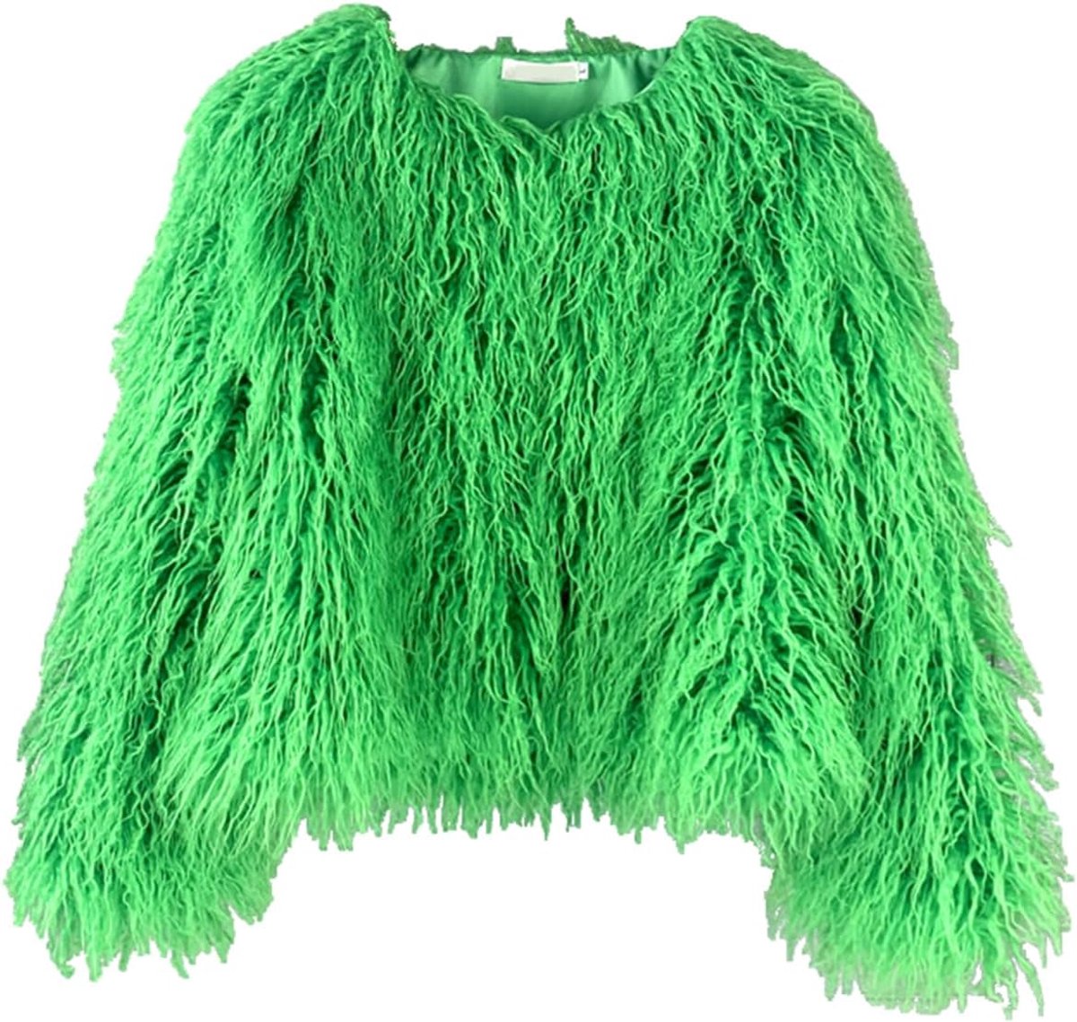 Damesjas van imitatiebont, open voorkant, modieuze bijgesneden jas van imitatiebont, herfst, winter, shaggy jas, bovenkleding