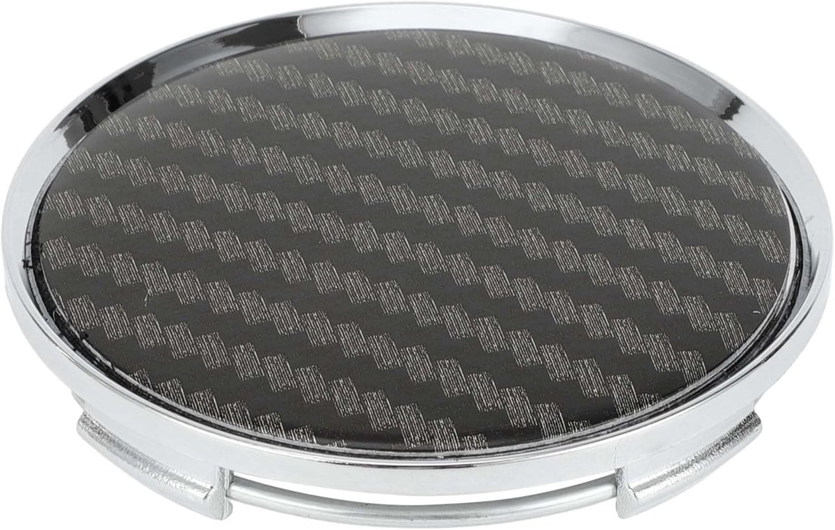 Dailygoods- Wielnaafdopjes 63mm - Carbon Fiber Patroon - Zilverkleurig/Zwart - Bescherming tegen stof - Makkelijk te installeren - Duurzaam materiaal