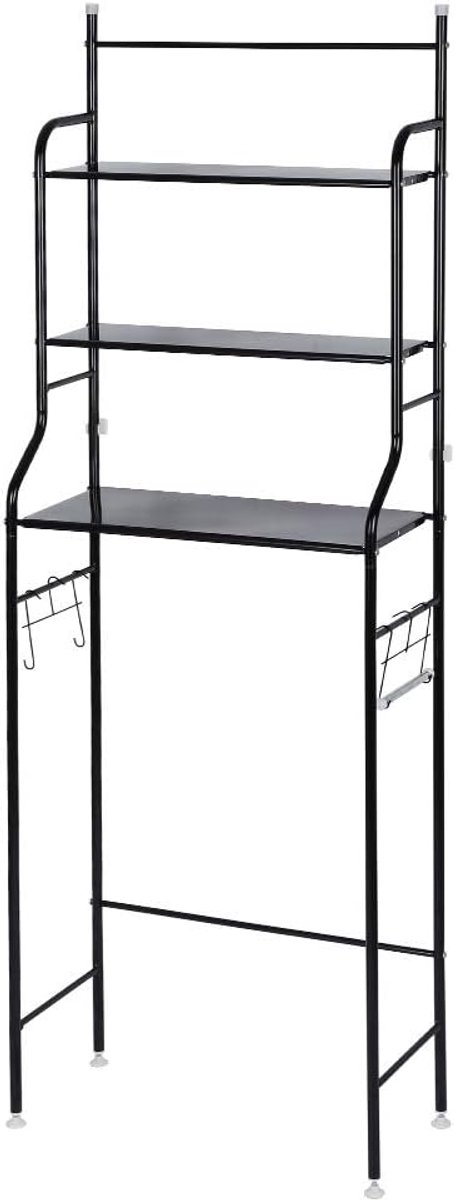 Rek voor opslag, meubels en opslag voor badkamer, opbergvakken, ideaal voor toilet en badkamer (zwart)