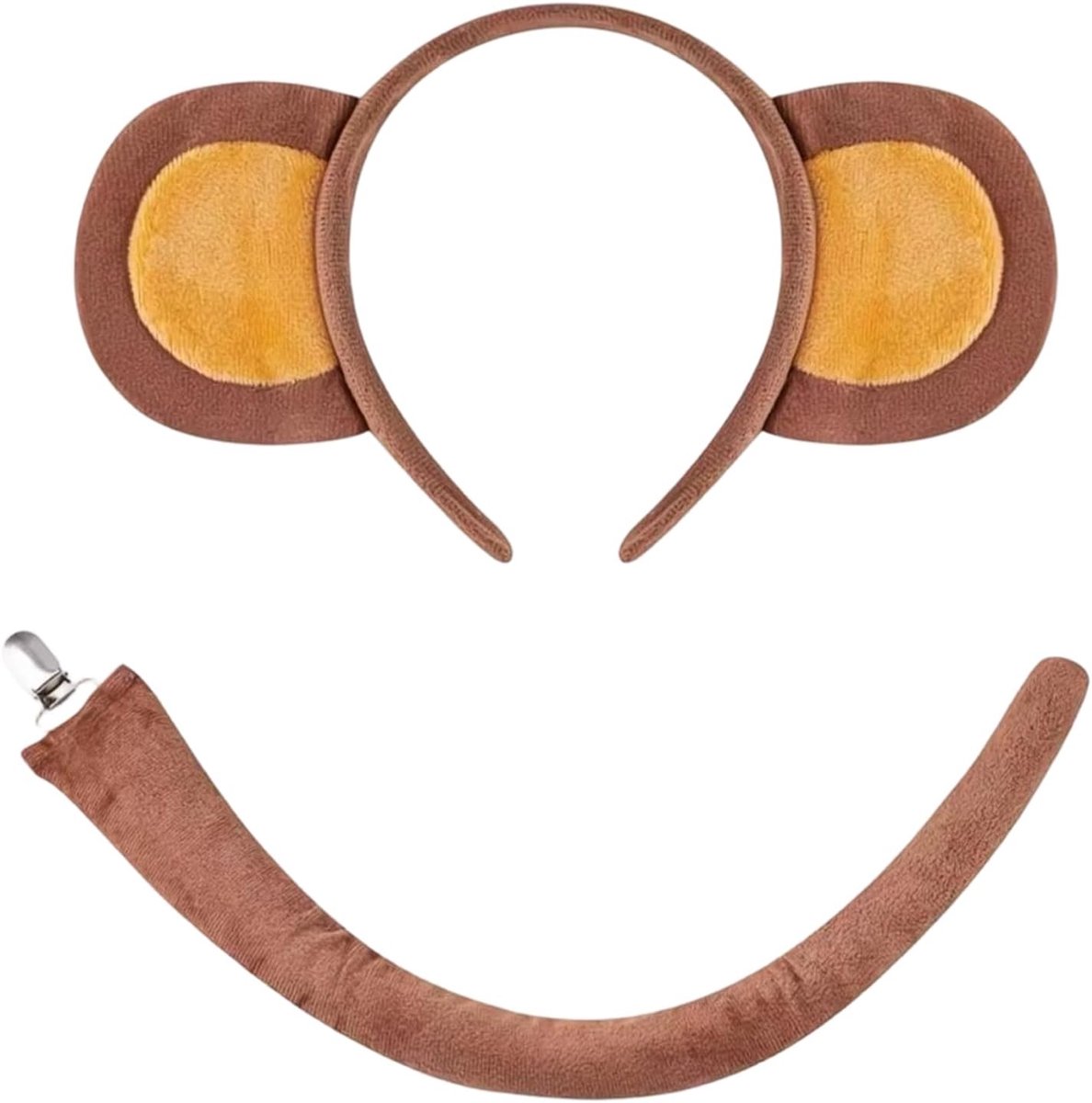 Kostuumset, met haarband, oren en staart, dierenkostuumset, cosplay, boekendag en carnaval, feestaccessoires
