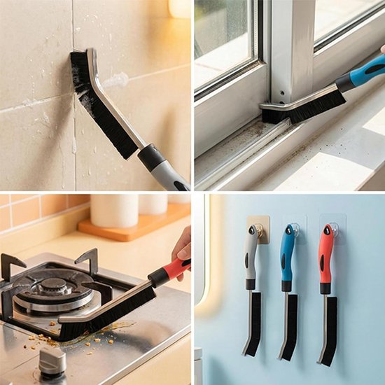 Hoekborstel voor het reinigen van voegen, kieren en tegels in badkamer en keuken, ideaal voor grondige schoonmaak — afbeelding 3
