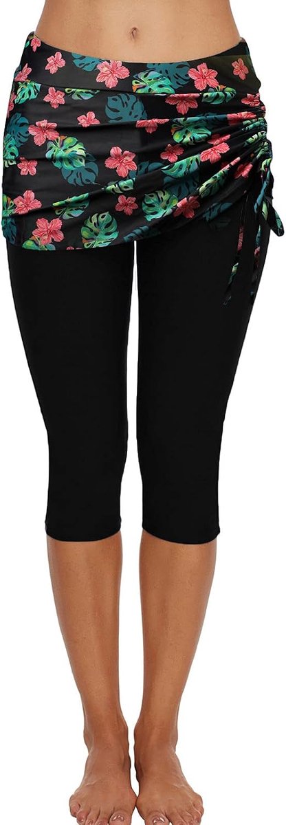 Zwembroek voor dames, lange zwembroek, capri-zwemlegging met rok