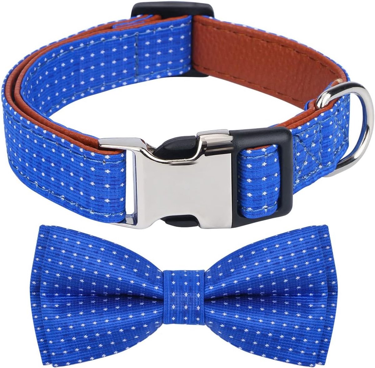 Hondenhalsband met vlinderdas voor meisje of jongen geschenk zachte duurzame vlinderdas blauwe stip groot