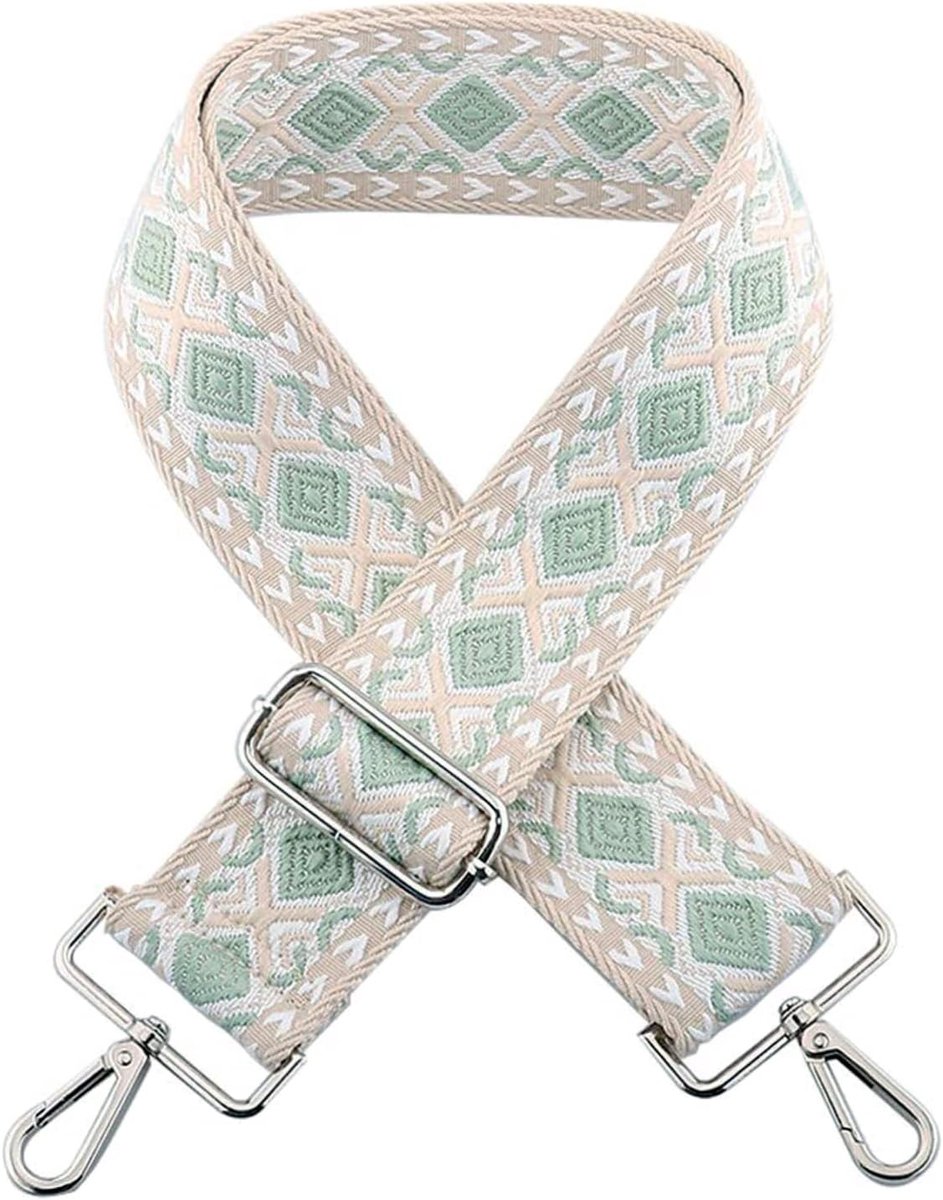 schouderriem, 5 cm brede schouderriem, tasriem, in lengte verstelbaar, 75-135 cm, schouderriem voor tassen voor schoudertas, draagtassen en handtassen, karabijnhaak in zilver