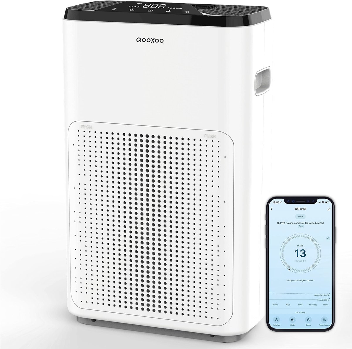 Luchtreiniger HEPA-filter - 50 m² Capaciteit - 280 Watt Vermogen - Meerkleurig - Voor Allergieën En Rookkamers